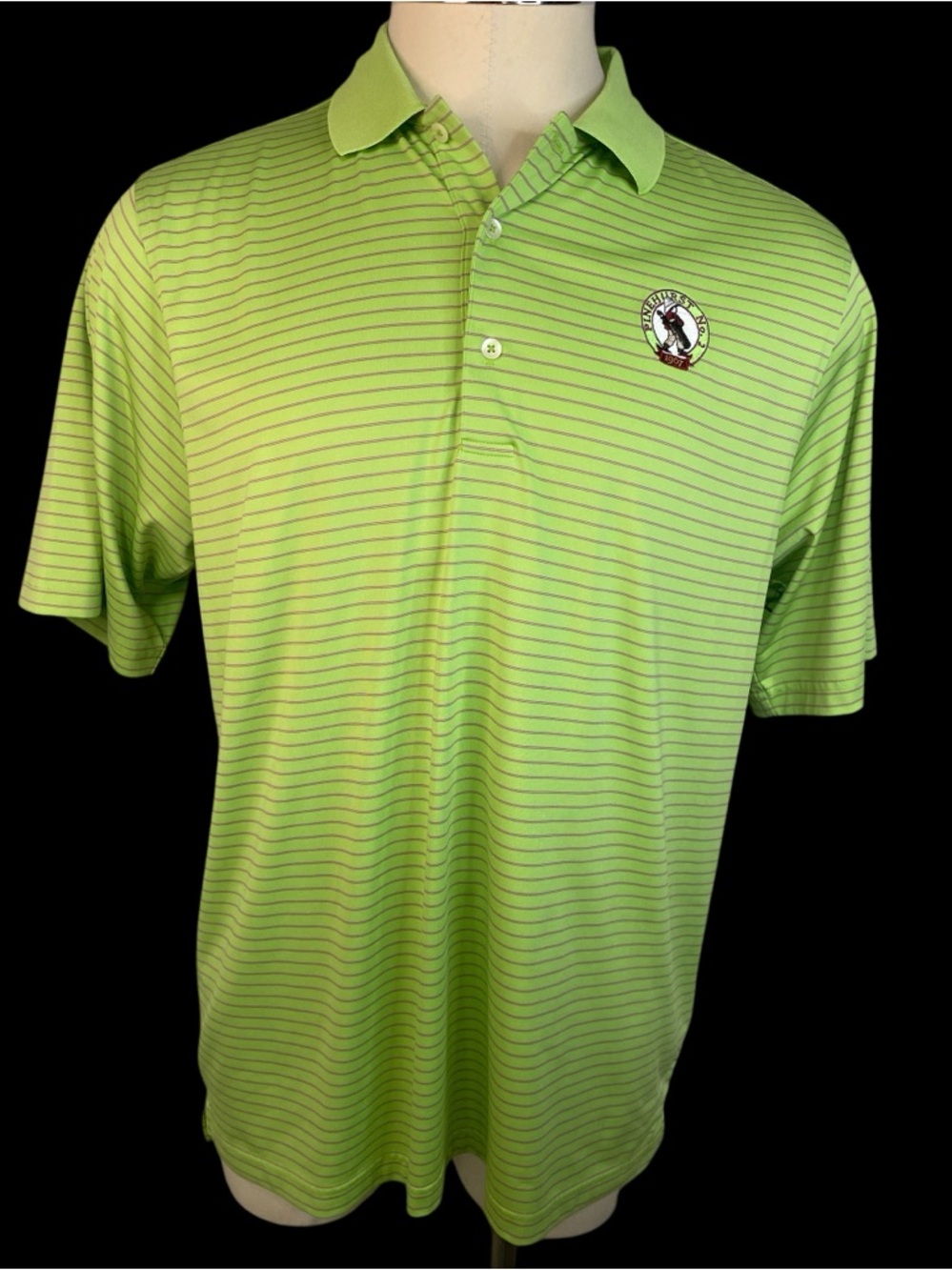 Donald Ross Lime Green Striped Polo Golf Shirt Men’s Large